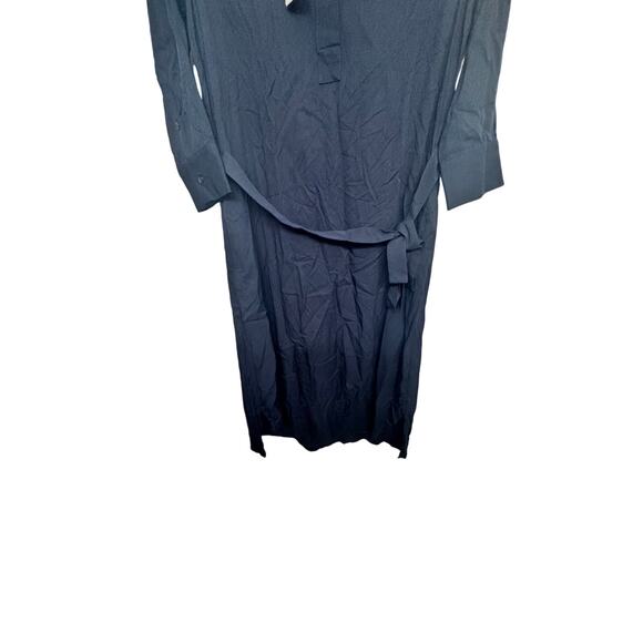 Uniqlo Navy 3/4 Sleeve Rayon Shirt Midi Dress M NWT Belted Minimalist‎ - Picture 3 of 7